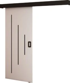 InspireMe - Système De Porte Coulissante Avec Rail - 90x204cm - MAY Y - Wit Mat + Cadre Zwart + Poignée Zwart Avec Système Soft-Close