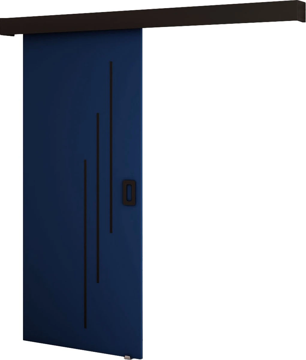 InspireMe - Système De Porte Coulissante Avec Rail - 90x204cm - MAY VI - Bleu Marine + Cadre Zwart + Poignée Zwart Avec Système Soft-Close 1 InspireMe - Système De Porte Coulissante Avec Rail - 90x204cm - MAY VI - Bleu Marine + Cadre Zwart + Poignée Zwart Avec Système Soft-Close