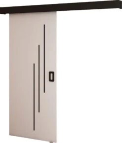 InspireMe - Système De Porte Coulissante Avec Rail - 90x204cm - MAY VI - Wit Mat + Cadre Zwart + Poignée Zwart Avec Système Soft-Close