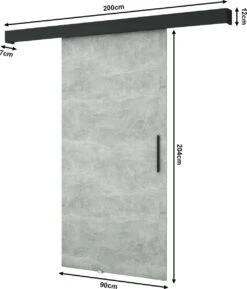 InspireMe - Système De Porte Coulissante Avec Rail - 90x204cm - POGO I - Béton + Cadre Zwart + Poignée Zwart -Meubles Soldes 1026x1200 4