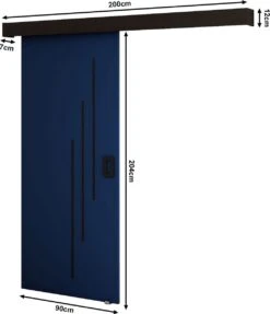 InspireMe - Système De Porte Coulissante Avec Rail - 90x204cm - MAY VI - Bleu Marine + Cadre Zwart + Poignée Zwart -Meubles Soldes 1034x1200 14