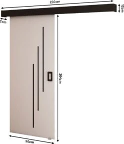 InspireMe - Système De Porte Coulissante Avec Rail - 90x204cm - MAY VI - Wit Mat + Cadre Zwart + Poignée Zwart Avec Système Soft-Close -Meubles Soldes 1034x1200 22