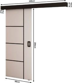 InspireMe - Système De Porte Coulissante Avec Rail - 90x204cm - MAY V - Wit Mat + Cadre Zwart + Poignée Zwart -Meubles Soldes 1034x1200 23