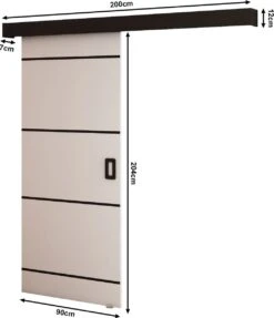 InspireMe - Système De Porte Coulissante Avec Rail - 90x204cm - MAY IV - Wit Mat + Cadre Zwart + Poignée Zwart Avec Système Soft-Close -Meubles Soldes 1034x1200 28