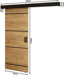 InspireMe - Système De Porte Coulissante Avec Rail - 90x204cm - MAY IV - Chêne Doré + Cadre Zwart + Poignée Zwart Avec Système Soft-Close -Meubles Soldes 1034x1200 9