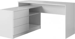 InspireMe- Bureau Moderne, Table, Table D'angle Pour Bureau, Crèche, Jeux, Bureau D'ordinateur, Table De Travail - 3 Tiroirs - 2 étagères - (138,2 Cm - 76 Cm - 50,4 Cm) - WITO (blanc)