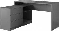 InspireMe- Bureau Moderne, Table, Table D'angle Pour Bureau, Crèche, Jeux, Bureau D'ordinateur, Table De Travail - 3 Tiroirs - 2 étagères - (138,2 Cm - 76 Cm - 50,4 Cm) - WITO (Graphite)