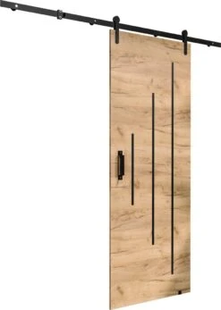 InspireMe - Système De Porte Coulissante Avec Rail - 90x204cm - PARKER Y 90 - Chêne Doré Avec Système Soft-Close