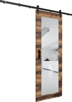 InspireMe - Système De Porte Coulissante Avec Rail - 90x204cm - PARKER II 90 - Bois Ancien