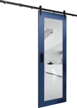 InspireMe - Système De Porte Coulissante Avec Rail - 90x204cm - PARKER II 90 - Bleu Marine