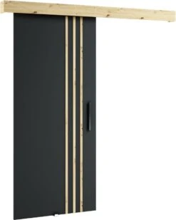 InspireMe - Système De Porte Coulissante Avec Rail - 90x204cm - LOPA V - Zwart Mat + Chêne Artisan Avec Système Soft-Close
