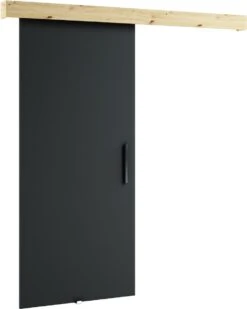 InspireMe - Système De Porte Coulissante Avec Rail - 90x204cm - LOPA I - Zwart Mat + Chêne Artisan Avec Système Soft-Close