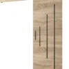 InspireMe - Système De Porte Coulissante Avec Rail - 90x204cm - AGRA Y - Chêne Sonoma + Cadre Chêne Sonoma + Poignée Zwart Avec Système Soft-Close