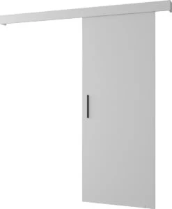 InspireMe - Système De Porte Coulissante Avec Rail - 90x204cm - AGRA I - Wit Mat + Poignée Zwart