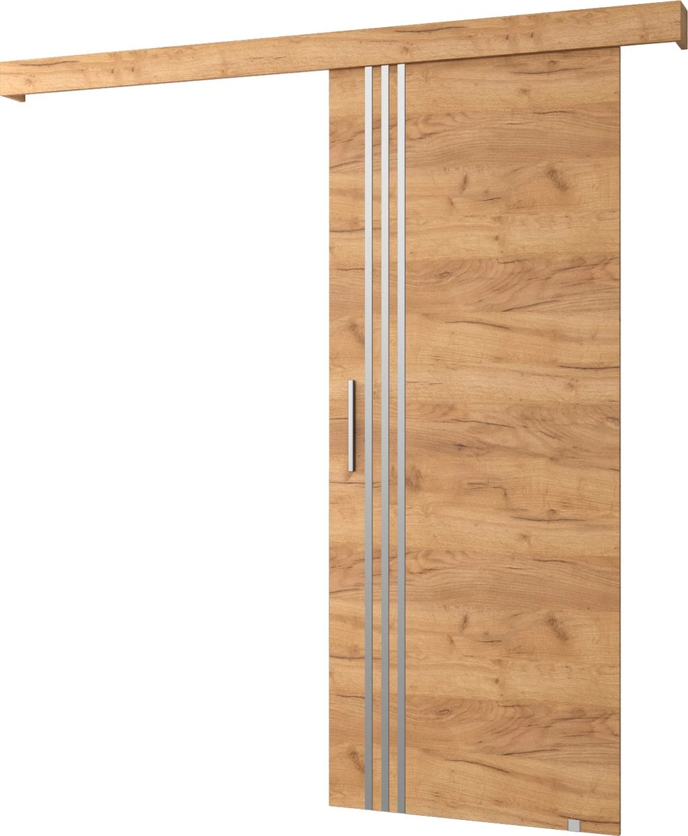 InspireMe - Système De Porte Coulissante Avec Rail - 90x204cm - AGRA VI - Chêne Doré + Cadre Chêne Doré + Poignée Argent Avec Système Soft-Close 1 InspireMe - Système De Porte Coulissante Avec Rail - 90x204cm - AGRA VI - Chêne Doré + Cadre Chêne Doré + Poignée Argent Avec Système Soft-Close