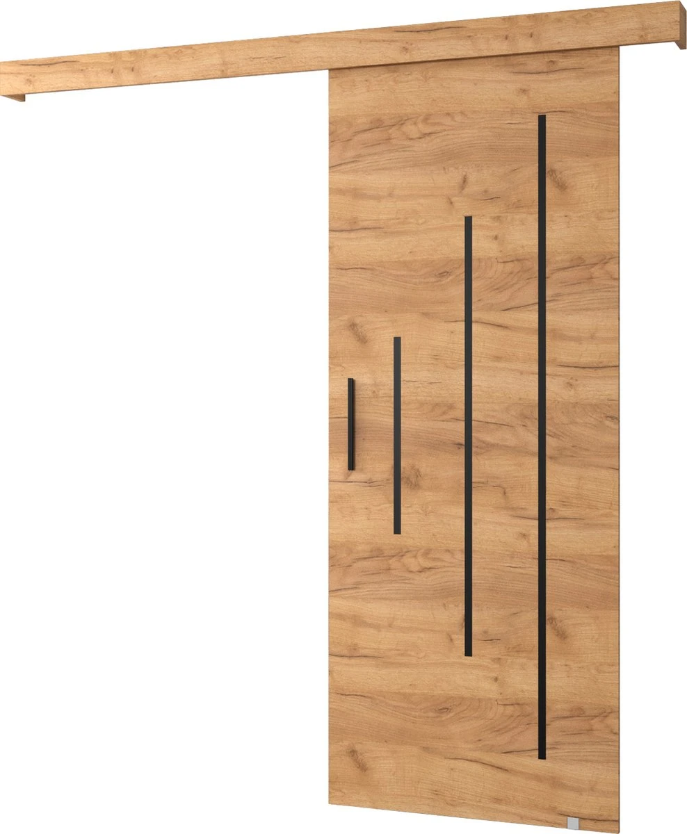 InspireMe - Système De Porte Coulissante Avec Rail - 90x204cm - AGRA Y - Chêne Doré + Cadre Chêne Doré + Poignée Zwart Avec Système Soft-Close 1 InspireMe - Système De Porte Coulissante Avec Rail - 90x204cm - AGRA Y - Chêne Doré + Cadre Chêne Doré + Poignée Zwart Avec Système Soft-Close