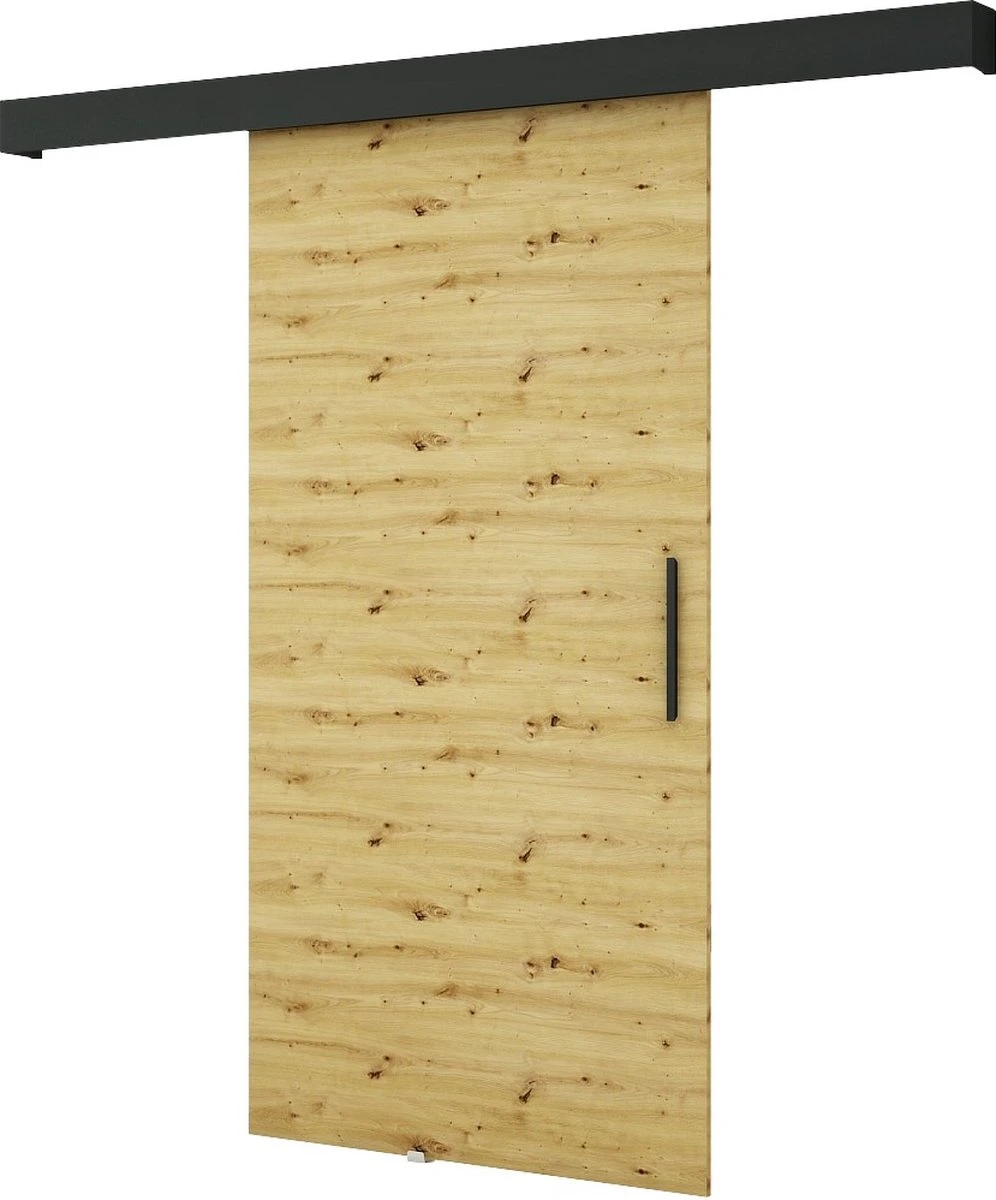 InspireMe - Système De Porte Coulissante Avec Rail - 90x204cm - POGO I - Chêne Artisan + Cadre Zwart + Poignée Zwart Avec Système Soft-Close 1 InspireMe - Système De Porte Coulissante Avec Rail - 90x204cm - POGO I - Chêne Artisan + Cadre Zwart + Poignée Zwart Avec Système Soft-Close