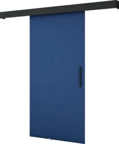 InspireMe - Système De Porte Coulissante Avec Rail - 90x204cm - POGO I - Bleu Marine + Cadre Zwart + Poignée Zwart
