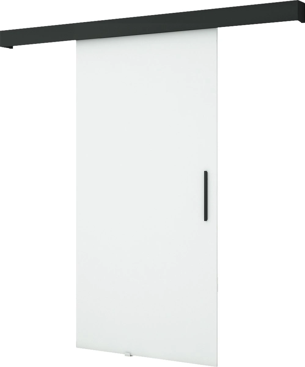 InspireMe - Système De Porte Coulissante Avec Rail - 90x204cm - POGO I - Wit Mat + Cadre Zwart + Poignée Zwart Avec Système Soft-Close 1 InspireMe - Système De Porte Coulissante Avec Rail - 90x204cm - POGO I - Wit Mat + Cadre Zwart + Poignée Zwart Avec Système Soft-Close